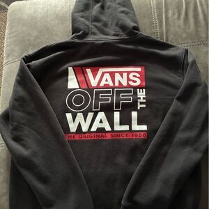 Vans Black Hoodie with Red and White Graphics